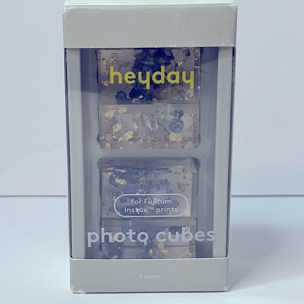 Heyday 2 Pack Pressed Floral Photo Cubes for Fujifilm Instax Prints New!